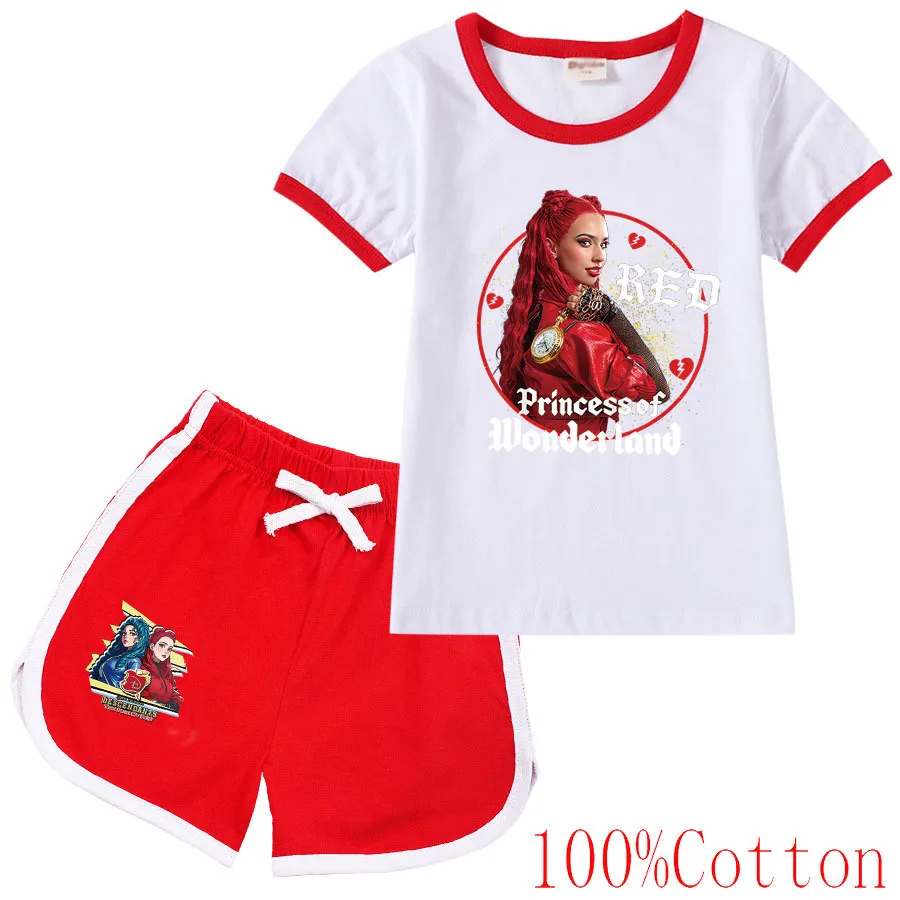 Discents 4 abbigliamento per bambini pigiama estivo cotone manica corta The Rise of Red Costume Girls Sportswear Tshirt e Shorts set