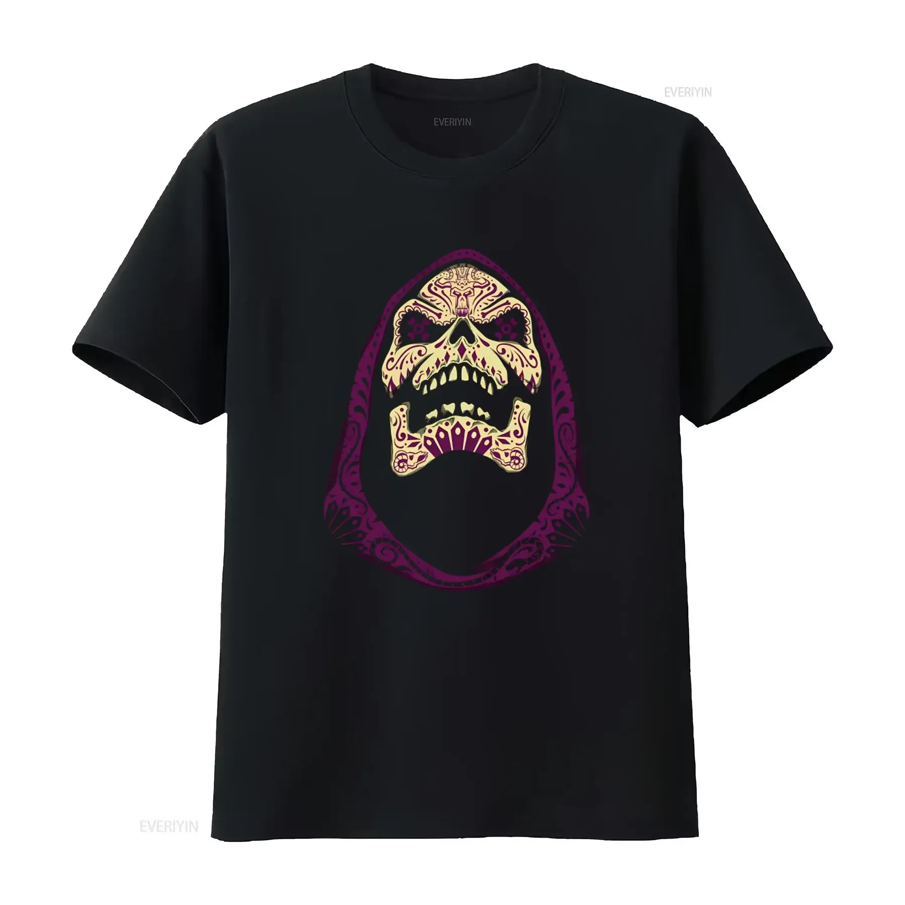 Skeleton T Shirt for Men Fury Design with Glow In The Dark Feature vintage Washed streetwear Casual graphic