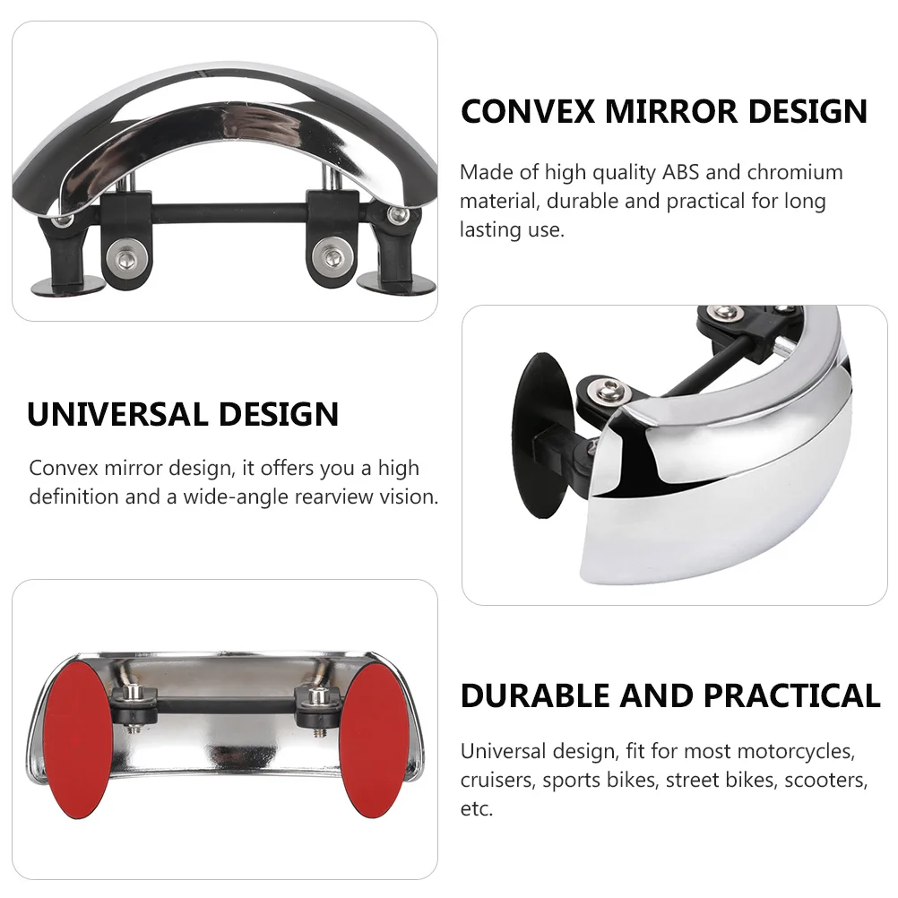 

1Pcs Motorcycle Rearview Mirror Wide Angle Convex Lens ABS Chrome Material Universal Fit Scooter Cruiser Safety Mirror