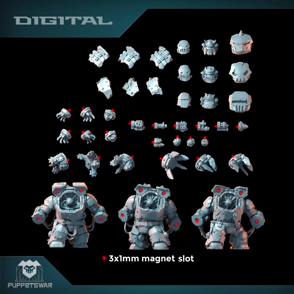 Great Orcs in Buster Armor, Green Skin Figure, Walker, Robot Plasma Gun, HD 3D Geprint Resin Model, Action Proxy Wargame DnD