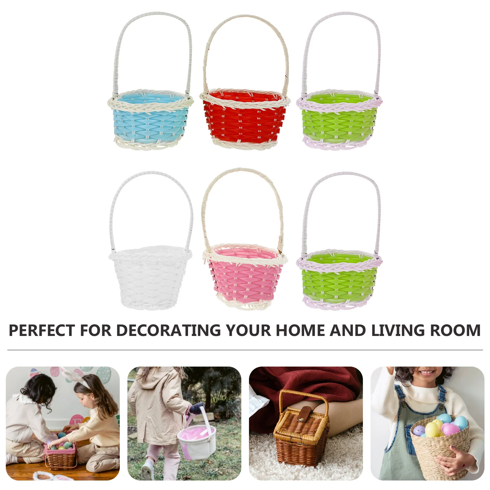 

6Pcs Woven Baskets Children Handheld Mini Basket for Kids Home Decorative Rustic Style Repeated Use Wear Resistance