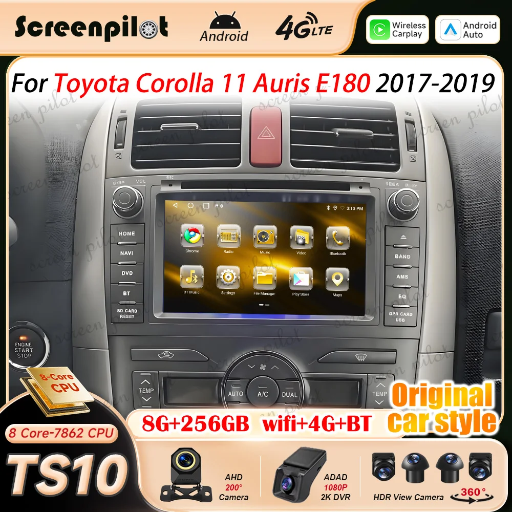 7 Inch Android 16 Car Radio Stereo For Toyota Corolla 11 Auris E180 2017-2019 Android Auto Multimidia Player GPS Navigation 5G