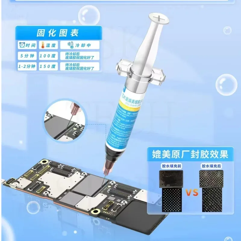 

JCID UF6008 PCB Reflow Masking Welding Paste SMD BGA IC Repair Chips Stencil Paste Dispenser Black Glue with Needles