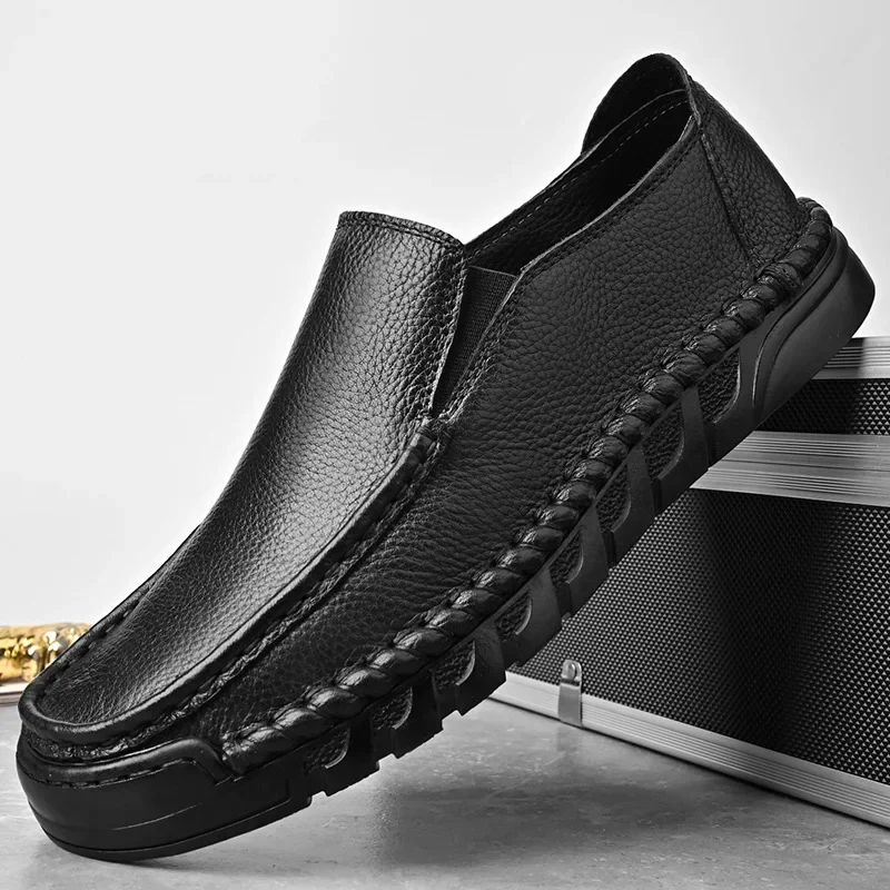 Loafers Business plus Size Loafers Men's One Pedal Loafer Men's Soft Leather Soft Bottom Lazy