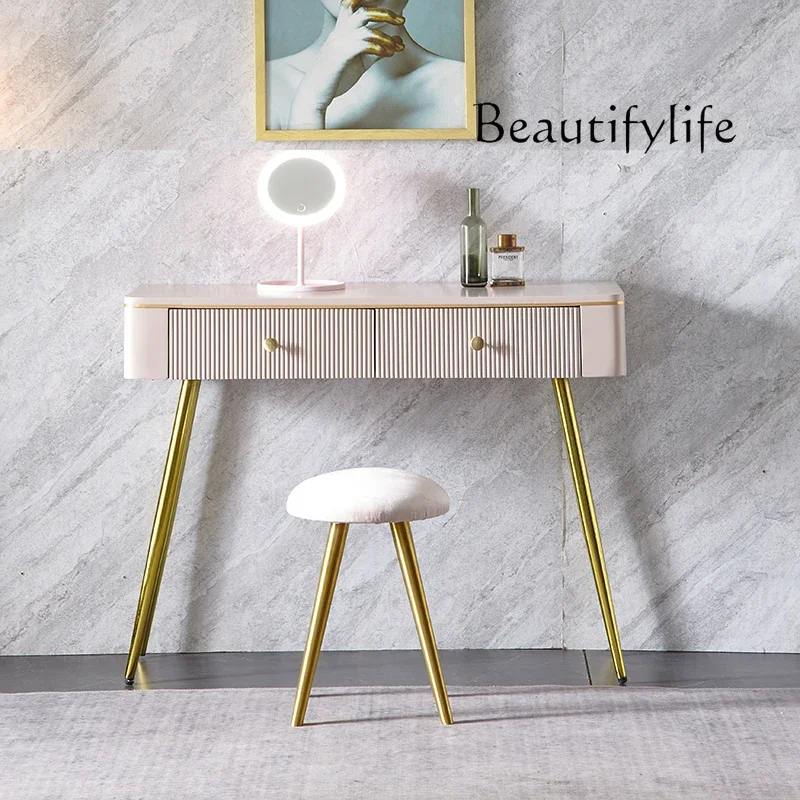 

Modern Simple and Light Luxury Bedroom Makeup Table Small Apartment Integrated Italian Mini Bedside Storage Table