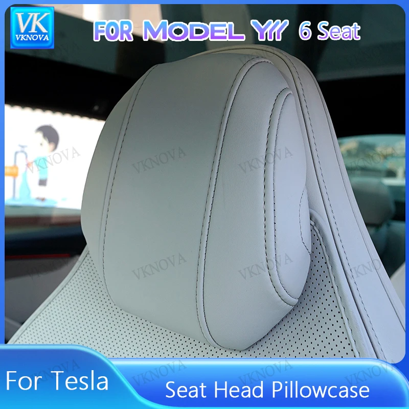 For New Tesla Model Y L Launch 2026 Nappa Leather Seat Cushion Ventilation Comfortable,  Full Surround Invisible Headrest Set