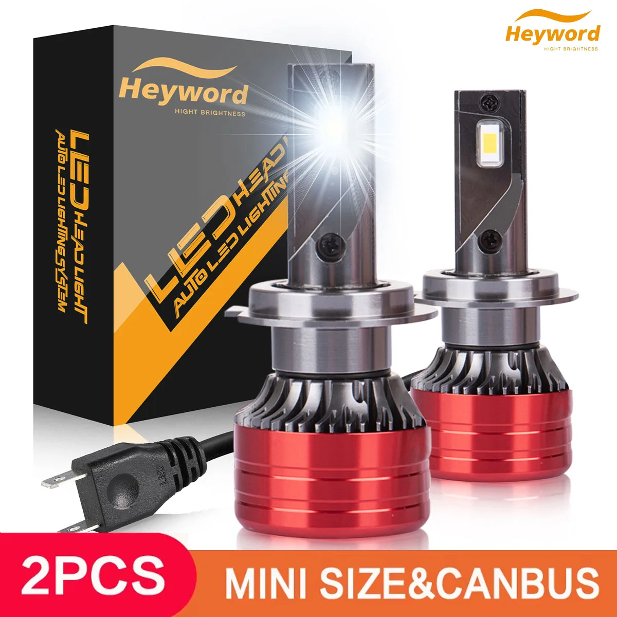 Heyword 2Pcs Car Headlight H4 H7 LED H11 9005 9006 H1 Auto Bulbs 160W 24000LM Light Lamp 6000K 12V Led Headlight Bulbs