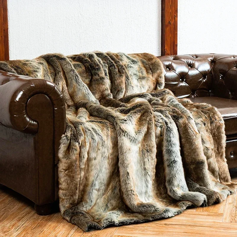 Nordic Imitation Faux Fur Blanket Long Hair Leather Sofa Bedside Cover Light Luxury Thickened Raschel Coral Fleece Blanket