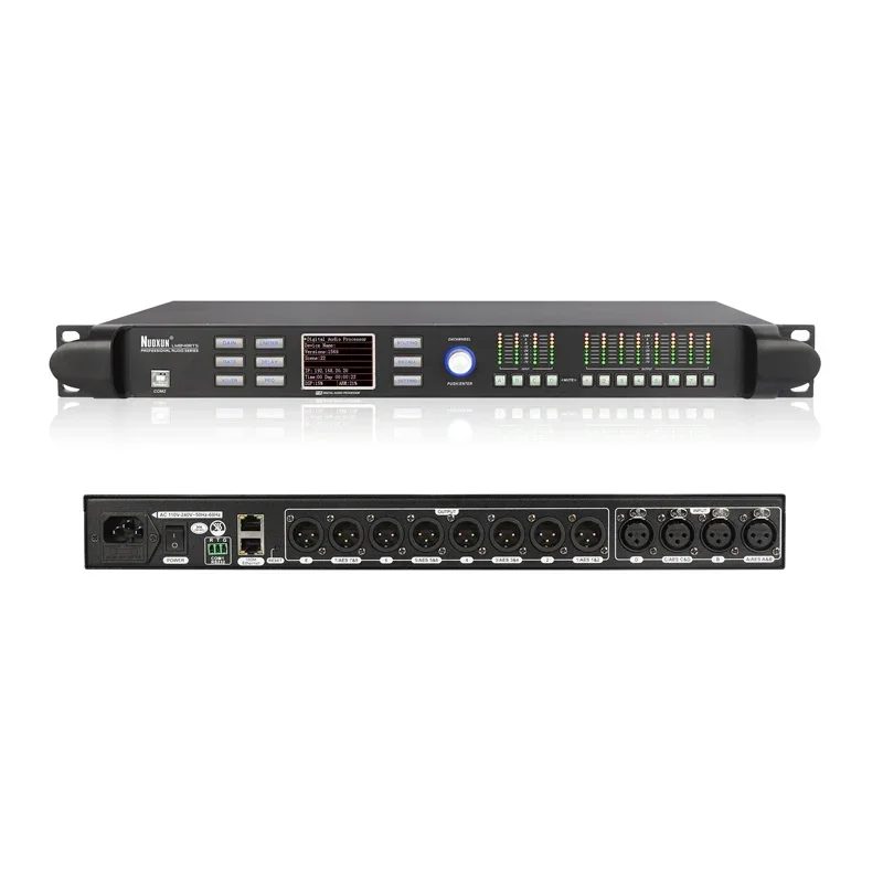 Professional 96K DSP Audio Processor 4x8 speaker management 4 input 8 out digital audio processor with AES and FIR