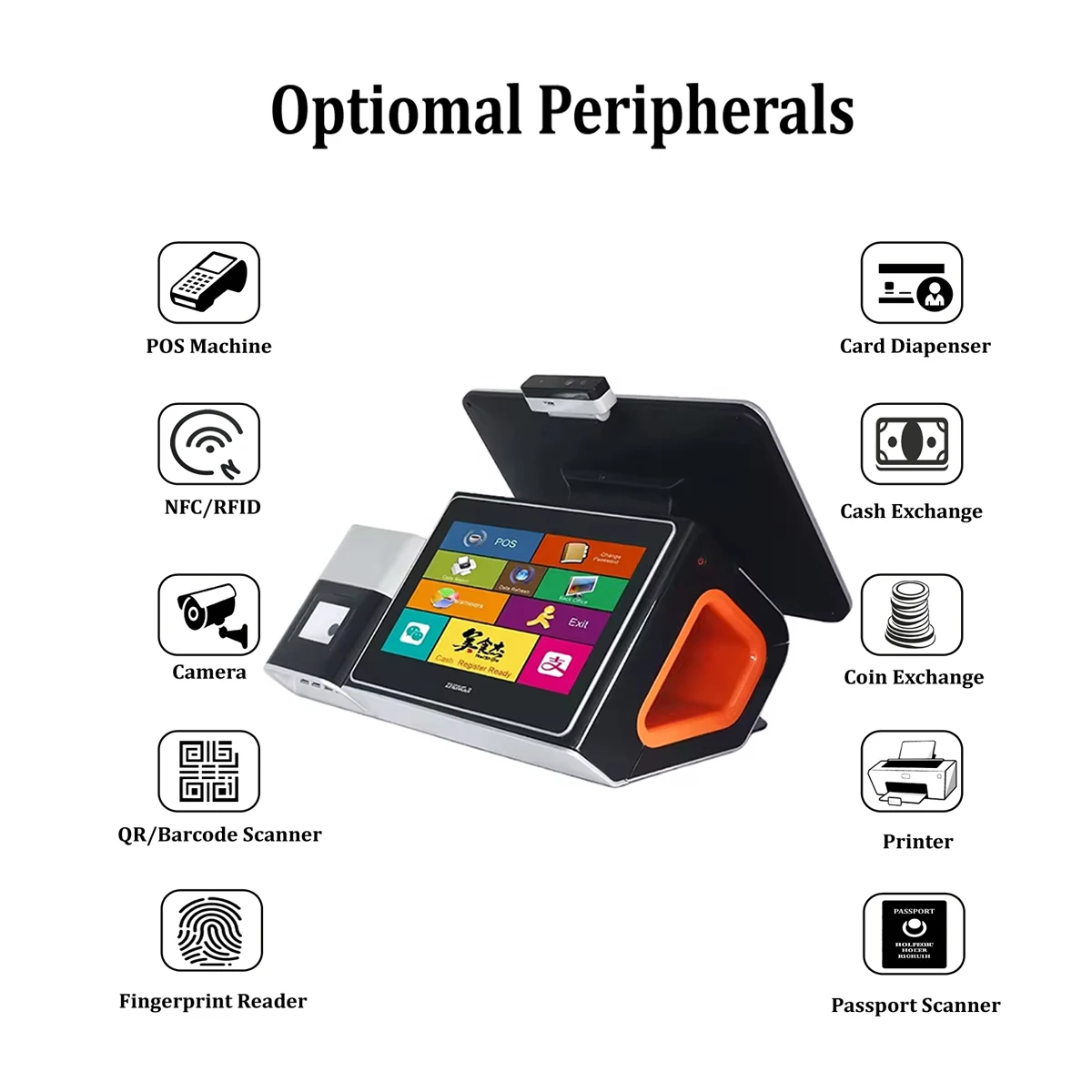 Terminale POS all-in-one touch screen con registratore di cassa e software POS per uso in piccoli negozi