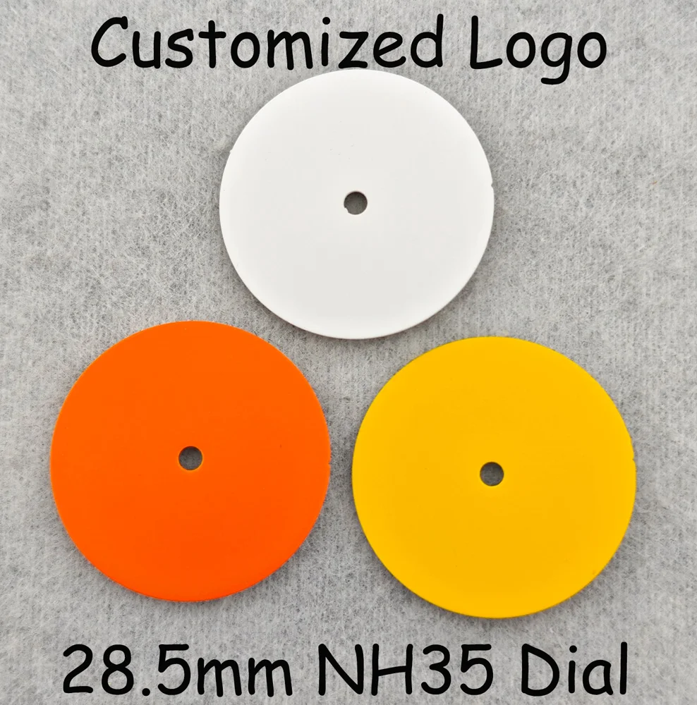 Mostrador de cor personalizado do relógio do logotipo, acessórios de alta qualidade, apto para movimento, 28.5mm, NH35, NH36
