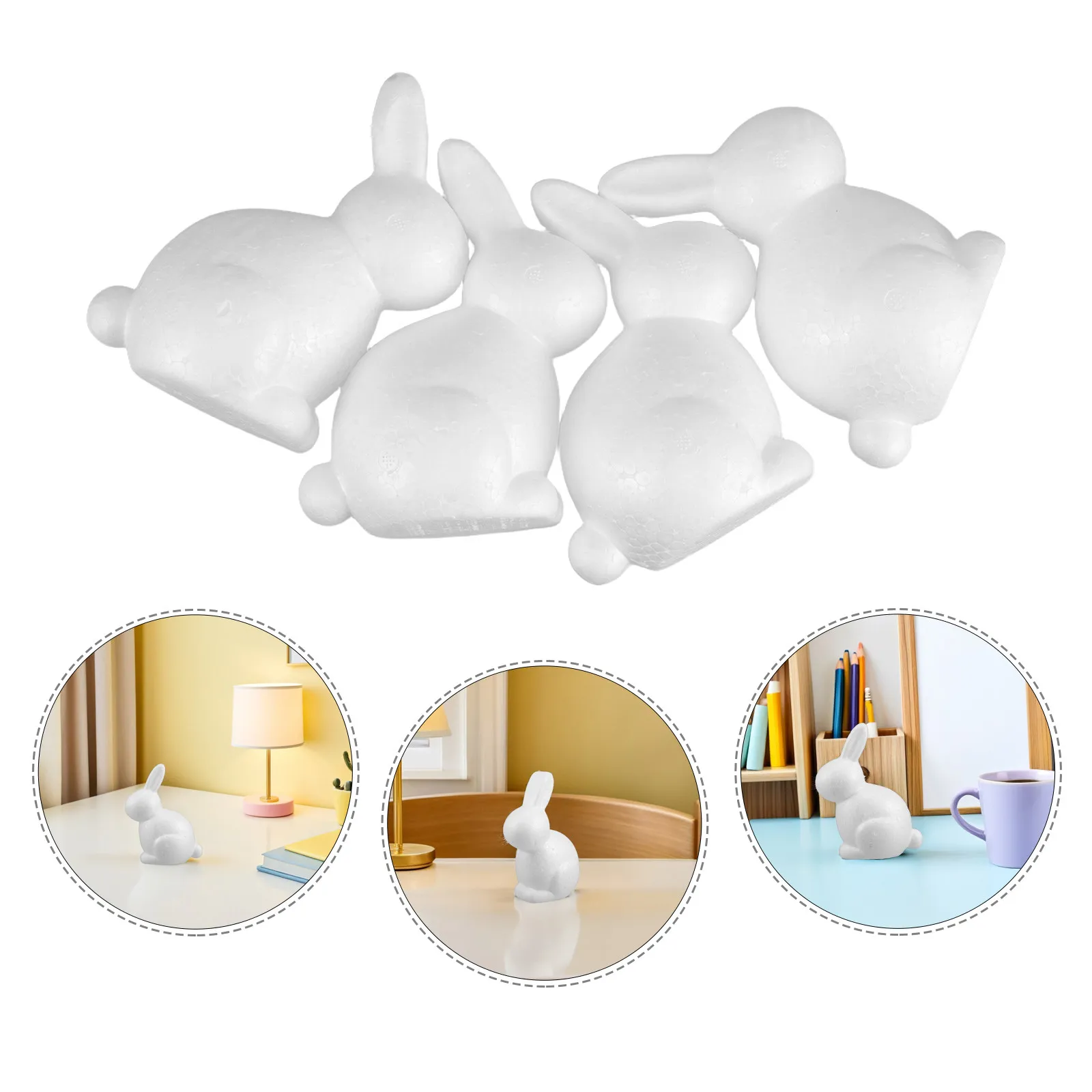 

4Pcs White Foam Rabbit Shapes Polystyrene Blank Surface Ideal for Easter Birthday Wedding Centerpieces DIY Craft Animal Party