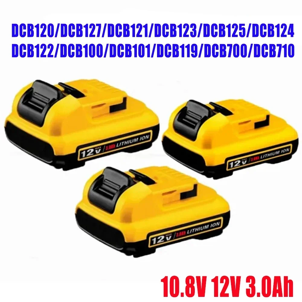 Replacement for Dewalt DCB120 Lithium-ion Batteries 12V 3Ah Battery DCB123 DCB125 DCB124 DCB122 DCD710 Power Tools Battery