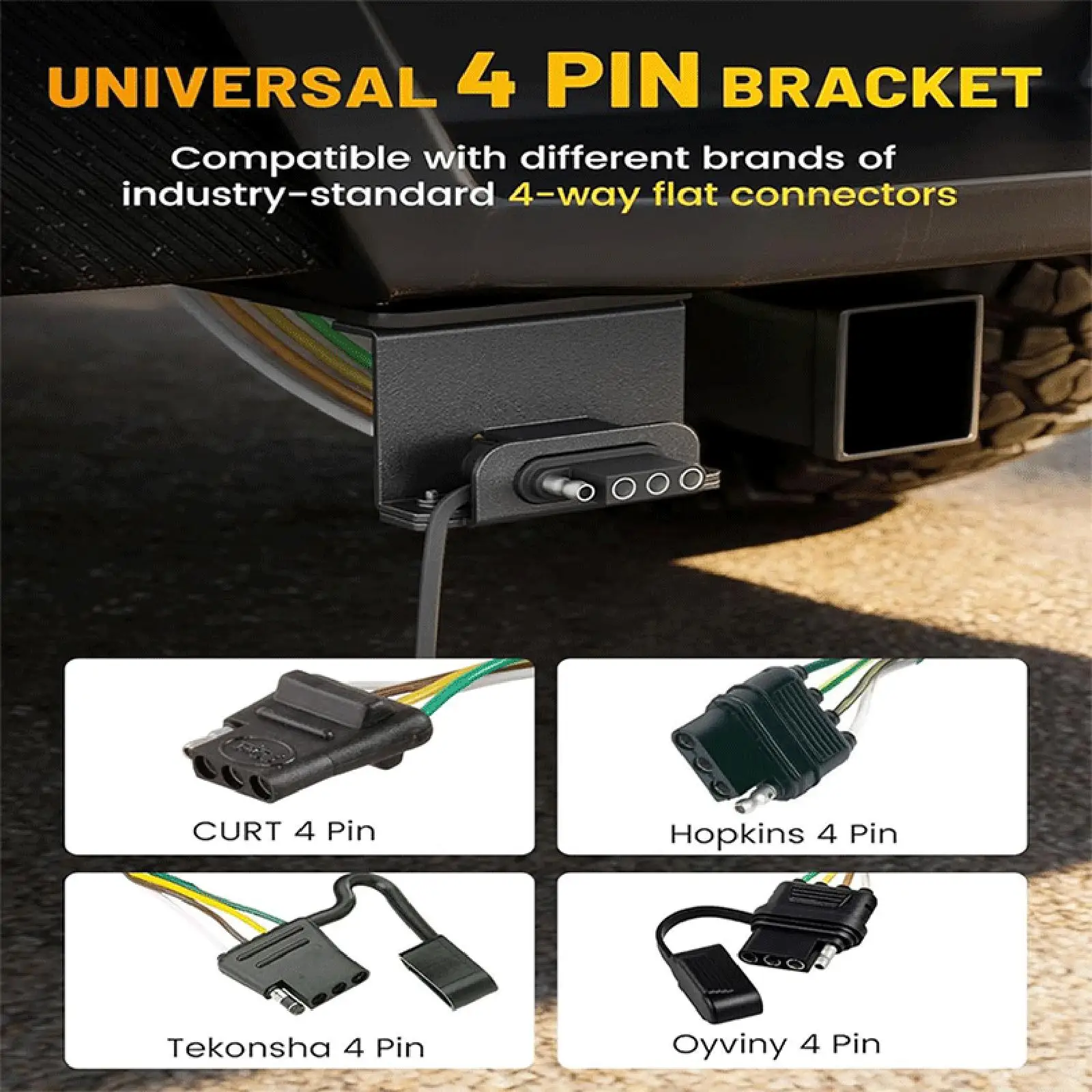 2 Pieces 4 Pins Trailer Harness Brackets Replacement Easy to Install 4 Way