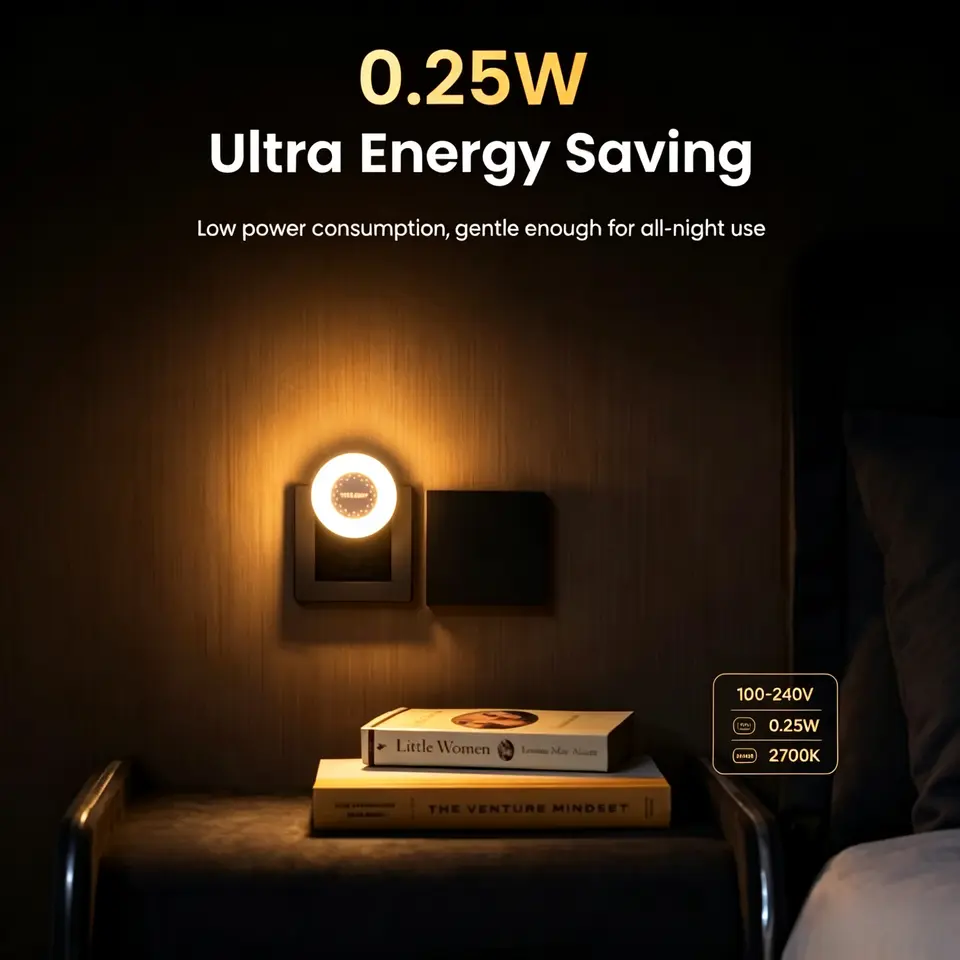Yeelight Plug-in Light Sensor NightLight Mini Sensor Night Light Warm White 2700K Ultra Energy Efficient 0.25W 110-240V EU Plug - 6