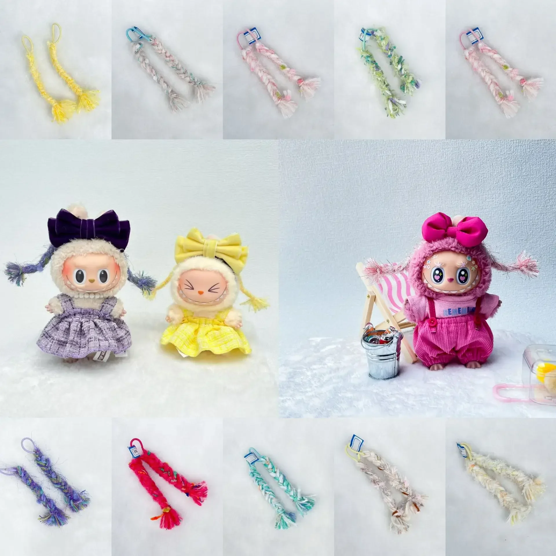 

Colorful 17cm for Labubu Doll Wig Hair Bjd Hair Doll Styling labubu Dolls Accessorie Head Circumference DIY Doll Hair Toy Wig