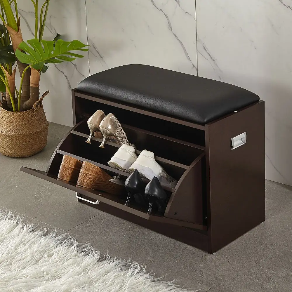 Living Room Furniture Shoe Cabinet Storage Cabinet Shoe Box with PU Stool