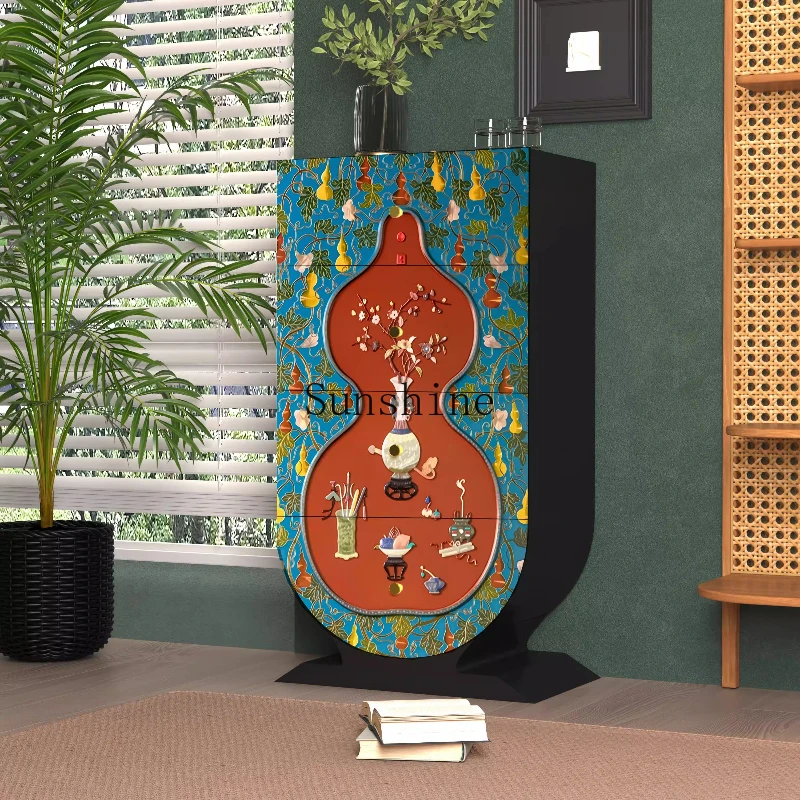 

French retro homestay solid wood four-bucket living room storage drawer cabinet bedroom home decoration cabinet