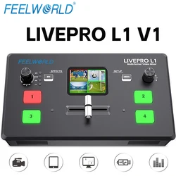 FEELWORLD LIVEPRO L1 V1 Live Streaming Video Switcher 4xHDMI Input Hdmi USB3.0 Multi Format Studio Record Preview Camera Youtube
