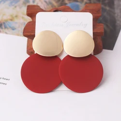 New Fashion Uneven Drop Earrings for Women Double-layers Round Pendants Dangle Earrings Heavy European Ear Jewelry pendientes