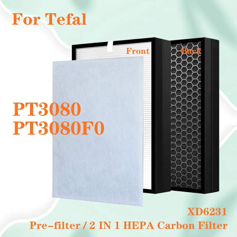 2 in 1 HEPA Filter + Active Carbon XD6231 for TEFAL Pure Air PT3080 PT3080F0 Air Performance Purifier