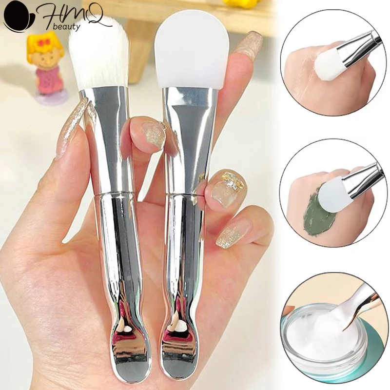 2/1pcs Double-Ended Face Mask Brush Foundation Applicator with Spoon Soft Silicone Facial Cleansing Tool Skin Care Makeup Brush