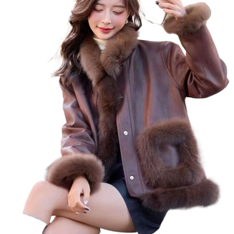 

Fur Jacket Women's New European Products, Popular Foreign Style, Autumn and Winter Fur Integrated High-end Outer Wear Thick Coat