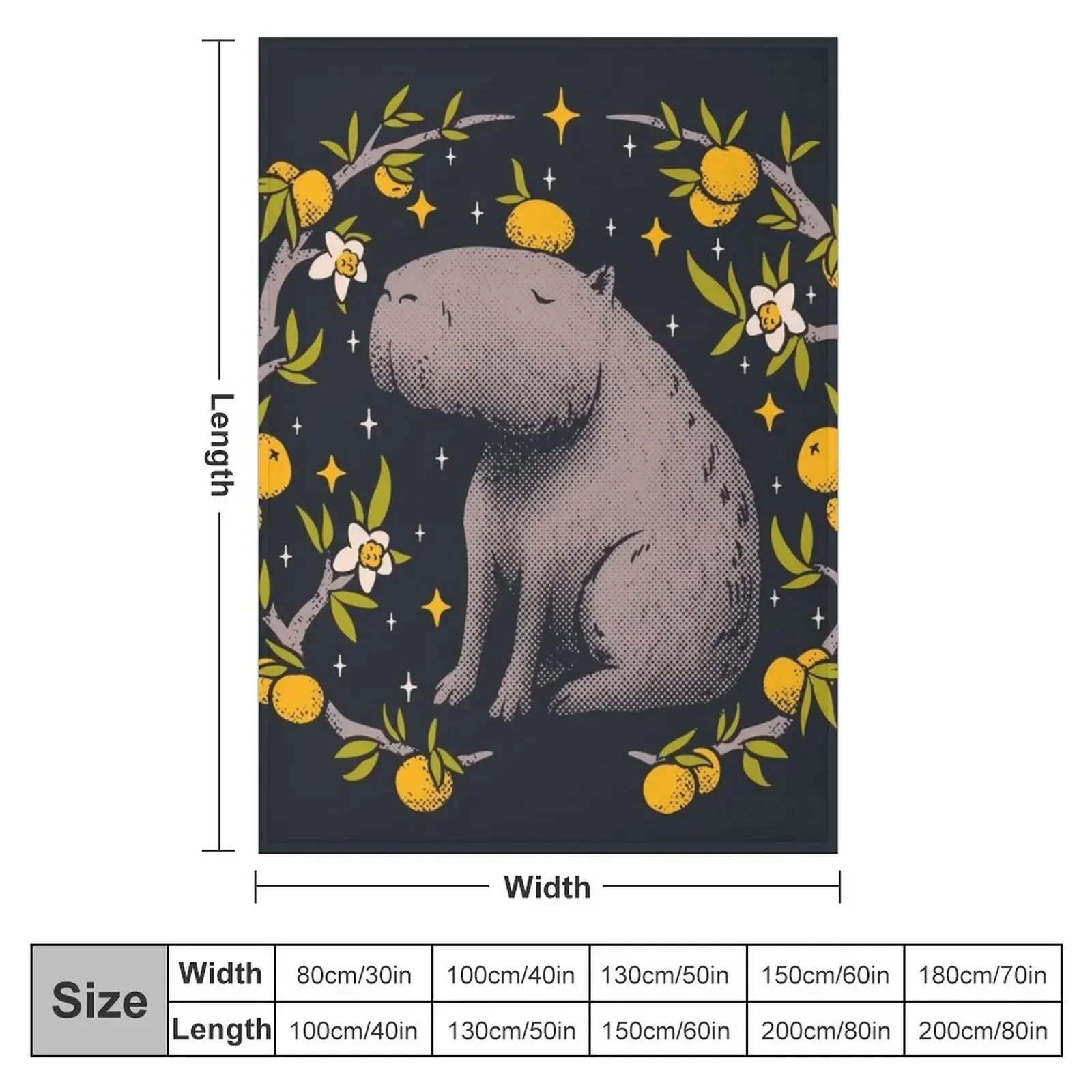 Capybara Cottagecore Aesthetic Chilling With Orange on Head | Goblincore Capy Yuzu Citrus Fruit Blossom Flowers Me Throw Blanket