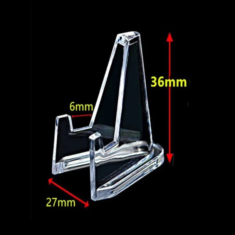 10pcs Transparent Acrylic Commemorative Coin Display Stand Medal Triangle Support Photo Badge Color Paper Display Stand