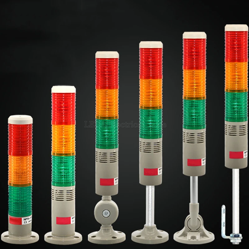 1 Stuks 12vdc ~ Ac NPT5-K-D Met/Zonder Geluid Multi-Layer Combinatie Waarschuwingslampje Led Waterdichte Machine Gereedschapslamp Samengevoegde Basis