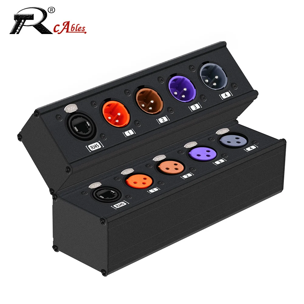 

4-канальный 3-контактный многопортовый XLR-кабель-разветвитель для сценического звука, освещения и студий звукозаписи, XLR (папа+мама) через RJ45 Ethercon