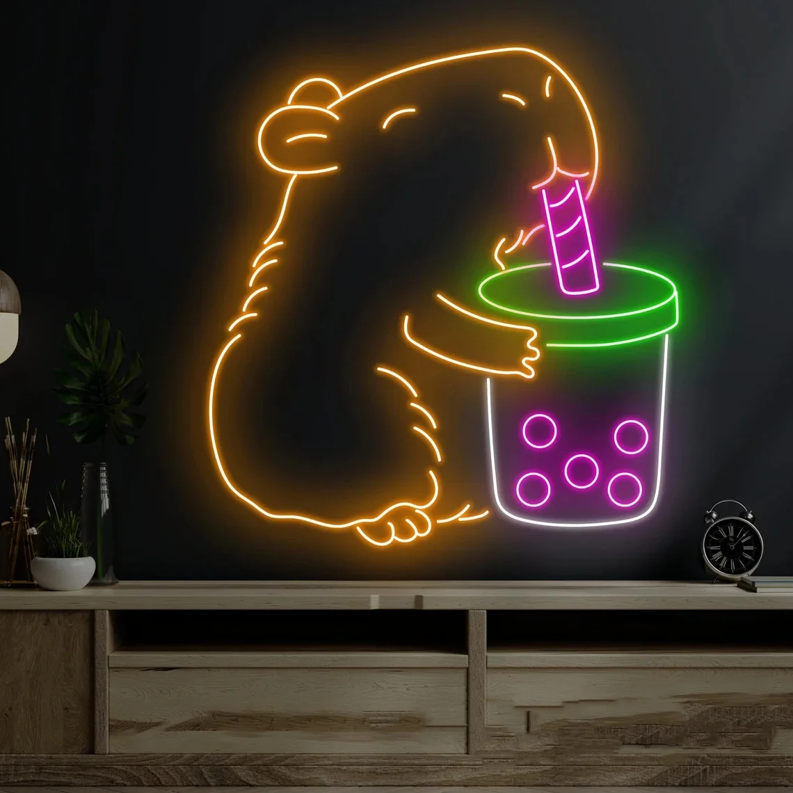 Milk Tea Neon Sign Capybara Milk Tea Neon Sign Custom Neon Sign Milk Tea Store Wall Art Decor Neon Sign