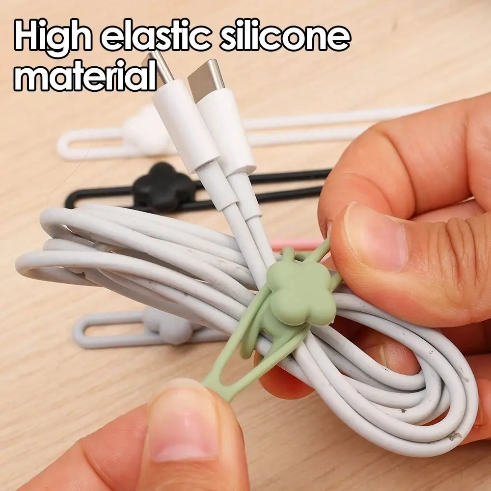 8Pcs Soft Silicone Data Line Winder Straps Portable Elastic Reusable Charger Cord Management Cable Ties Wire Accessories