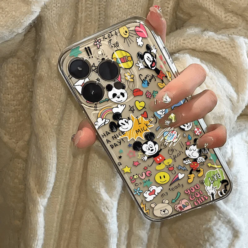 Mickeys Minnies Graffiti Clear Case For Samsung A73 A72 A71 A55 A52 A51 A50 A35 A33 A32 A31 A30 A24 A23 A22 A13 A12 A05 5G Cover