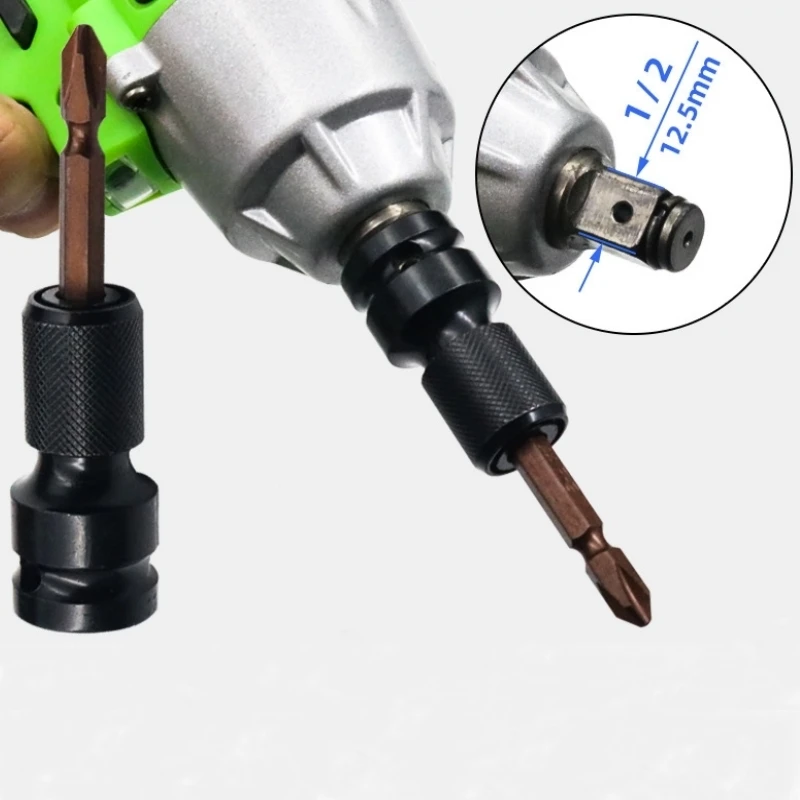 

1/4" Hex Shank Drill Chuck Conversion Kit Converter Impact Driver 1/2" Square Quick Change Adapter Converts Air Power Wrench