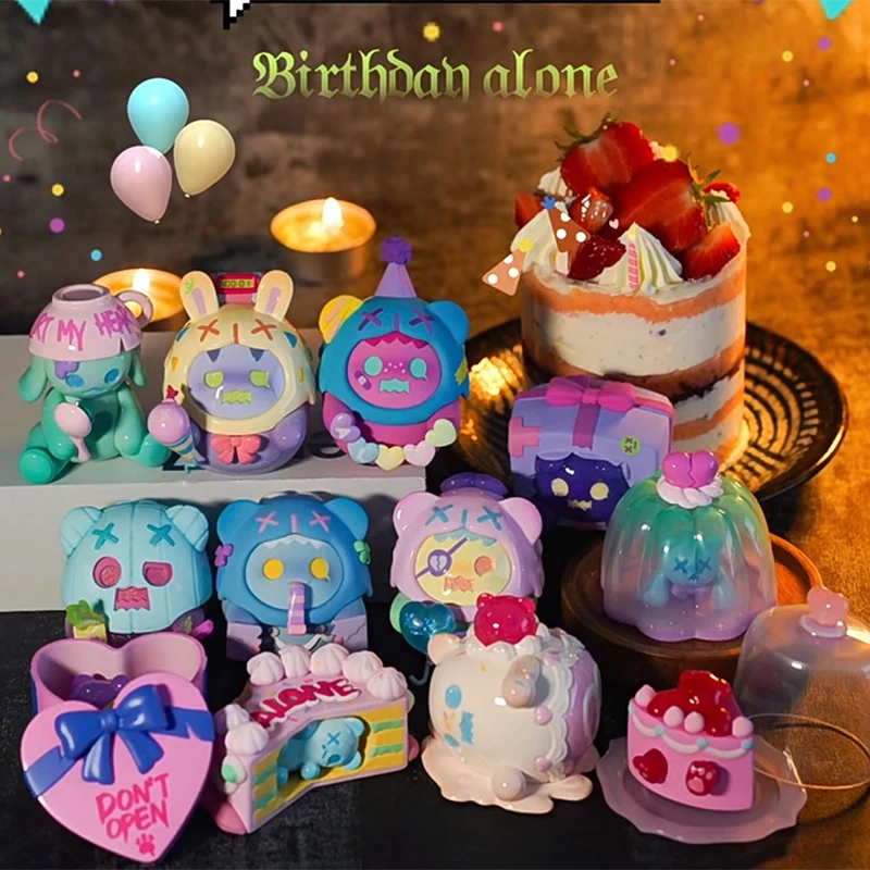 ShinWoo Birthday Alone Series Blind Box para crianças, figura de ação Kawaii Anime, ornamentos originais, presente de aniversário