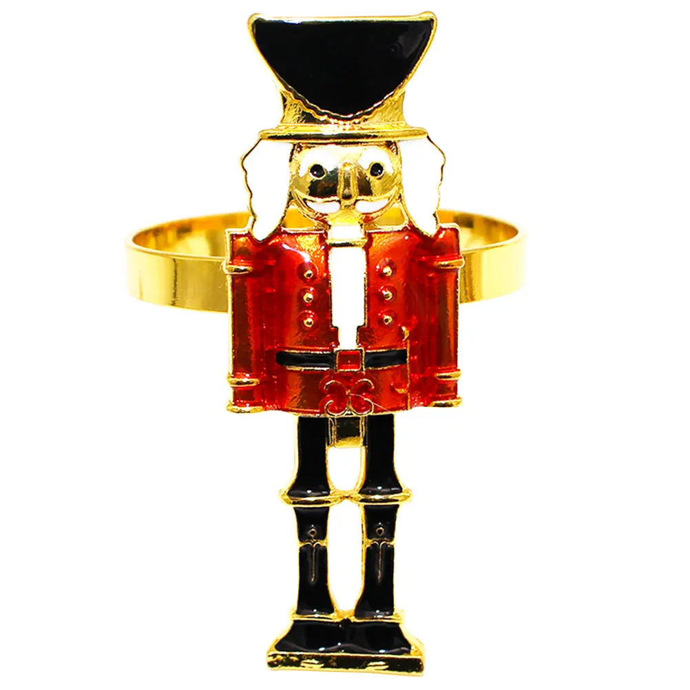

1pc Christmas Nutcracker Napkin Ring Elegant Table Decor Alloy Reusable Serviette Buckle For Banquet Events Dining