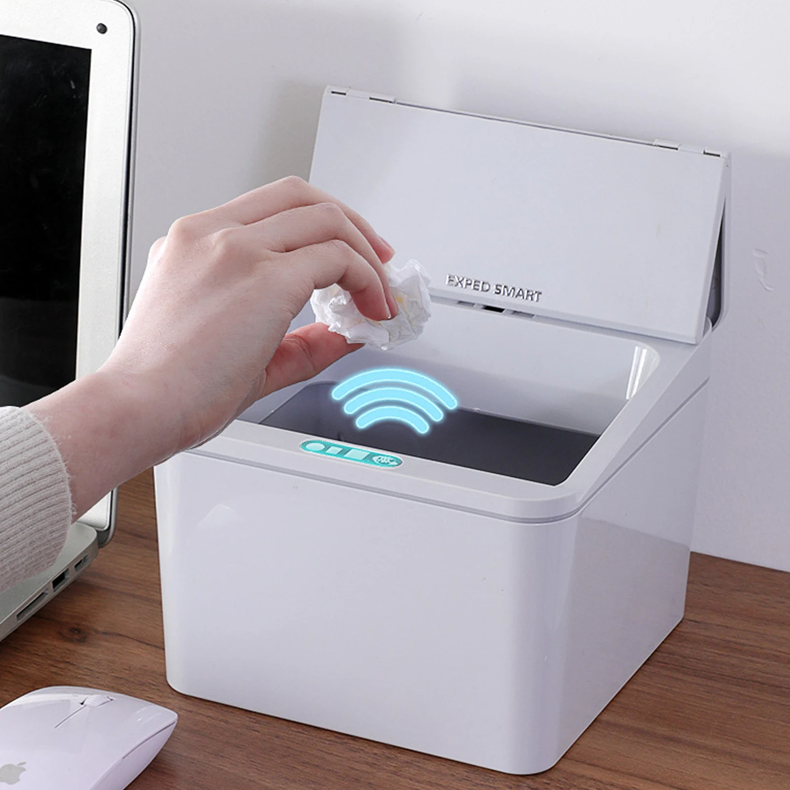

Smart Electric Trash Can Tissue Box Snack Storage Container Soft ABS Odor-proof Spill-proof Organizer Intelligent for Vehicle