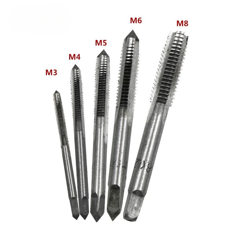 5PCS Metric Tap Set Of Taps Drill Bits Hand Tool Sets M3-M8 Machine Spiral Point Screw Thread Taps And Dies Set Metal Wood