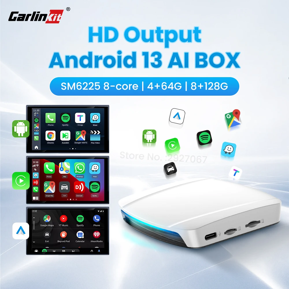 

CarlinKit CarPlay Ai Box HDMI Android 13 SDM660 6225 Беспроводной CarPlay Android Auto Smart Car TV Streaming Box Разделенный экран 8 + 128