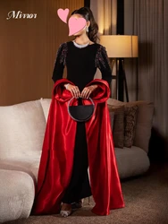 Mirror Dress Elegant Vintage Sexy Black Red Crystal Beads Satin Customized Formal Occasion Prom Dress Evening Party Gowns