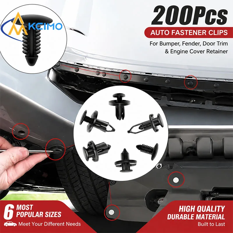 Car Fastener Clips 200Pcs Mixed Plastic Push Retainer Clips Universal Auto Bumper Fender Rivet Clips Assortment Set