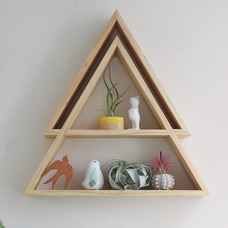Geometric Wall Mounted Shelf, Wooden Floating Bookshelf for Living Room, Background Display Rack for Home Decor