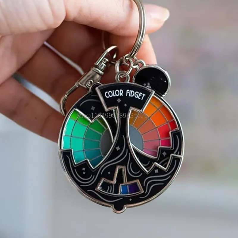 

Color Wheel Fidget Enamel Pin Rotating Spinner Brooch Creative Metal Accessory for Stress Relief Art Lovers Backpack Jacket