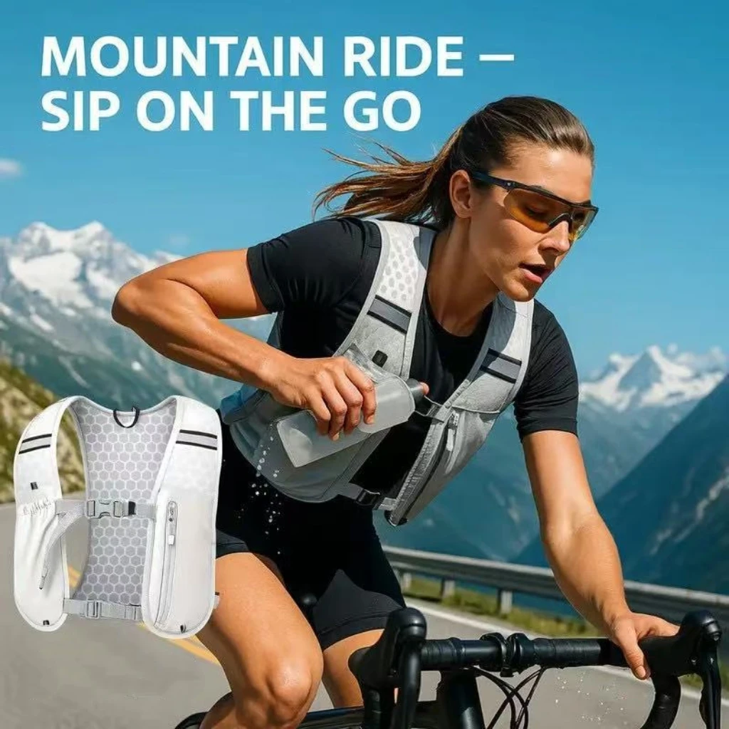 

New For Biking Running Storage Vest Lightweight Running Vest Reflective Hydration Water Chest Pack With Phone Storage Pocket
