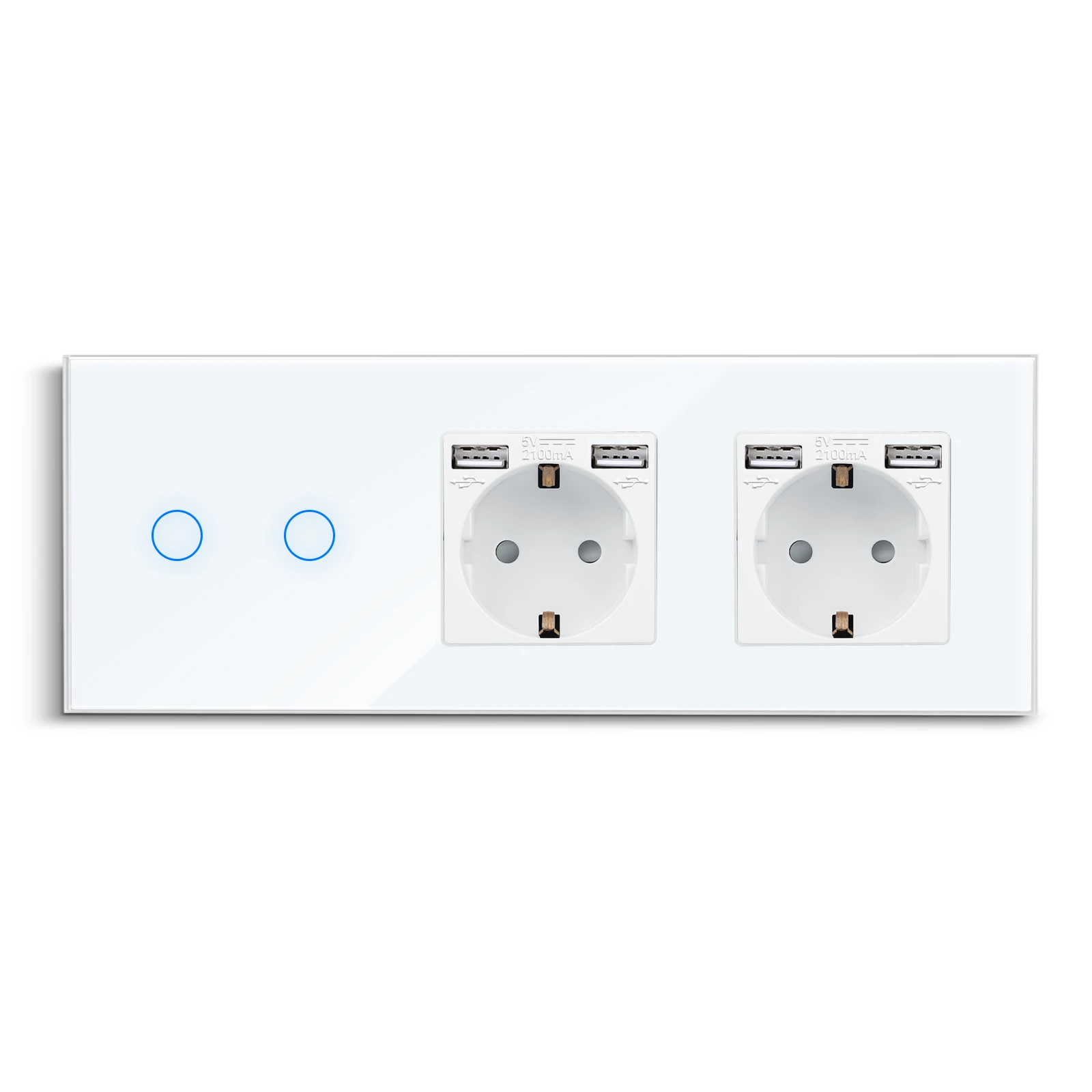 DAJIMEI 1/2/3 Gang 1/2 Way Touch Switch with Double USB Wall Socket Crystal Glass Panel Sensor Switches EU Dual USB Outlet