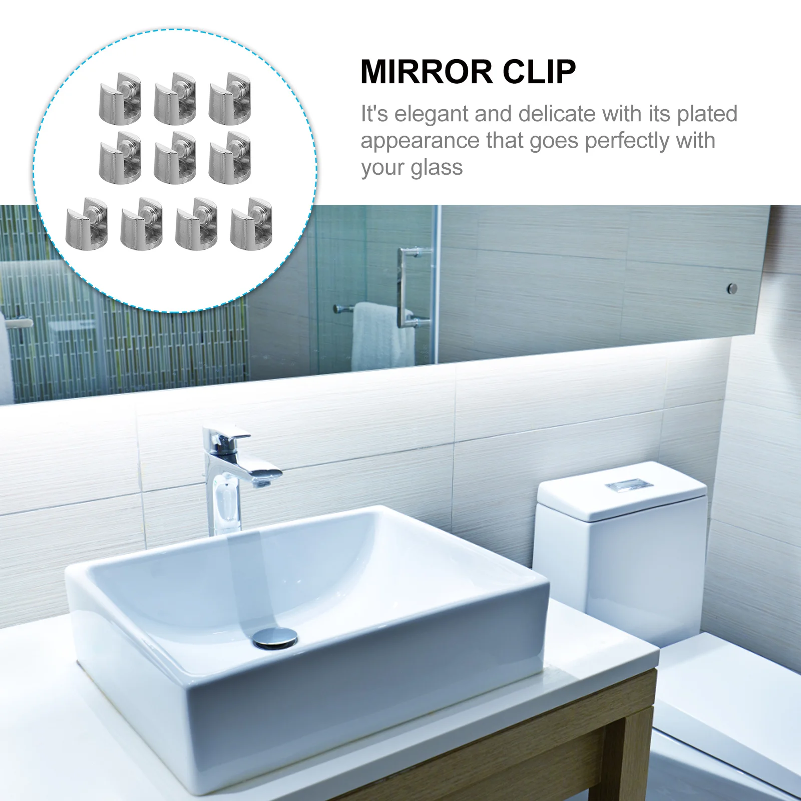 

10Pcs Glass Clamp Zinc Alloy Mirror Clip Bathroom Hardwares Adjustable Glass Holder Rustproof Waterproof Heat Resistant