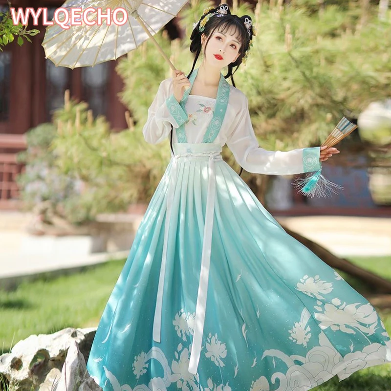 Hanfu Green Red Summer Costume Woman Chinese Traditional Ancient Dress Oriental Princess Dress Elegance Tang Dynasty Dance Wear
