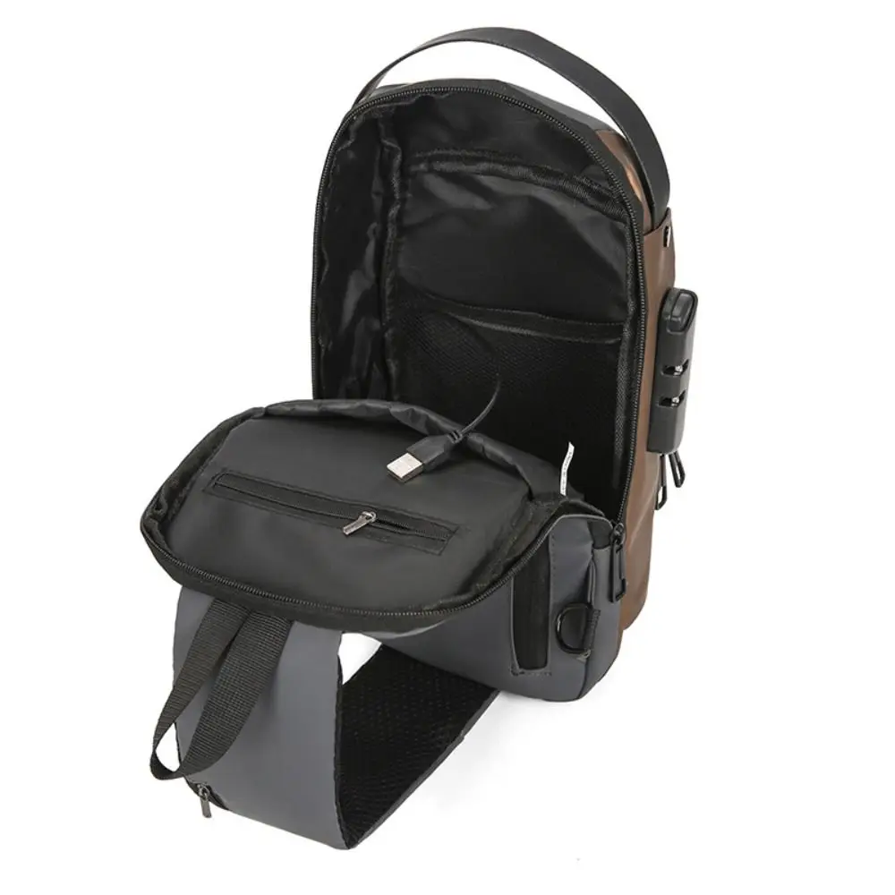 

Anti-theft Men's Chest Bag Password Lock Water Proof Male Multifuctional Shoulder Bag Large Capacity USB Charging Port