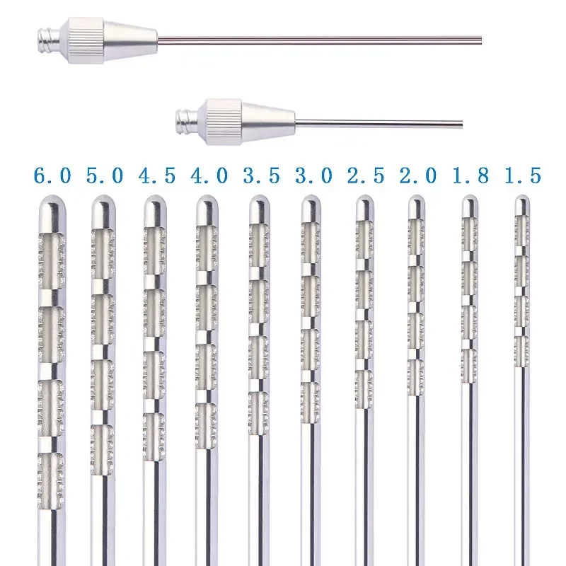 Cánula de cosecha de grasa de 4 agujeros para células tallo, cánula de liposucción, aguja de transferencia de grasa para belleza, aguja con forma de diente de sierra